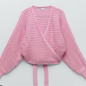 Zara pink v-neck knit sweater cardigan, size small